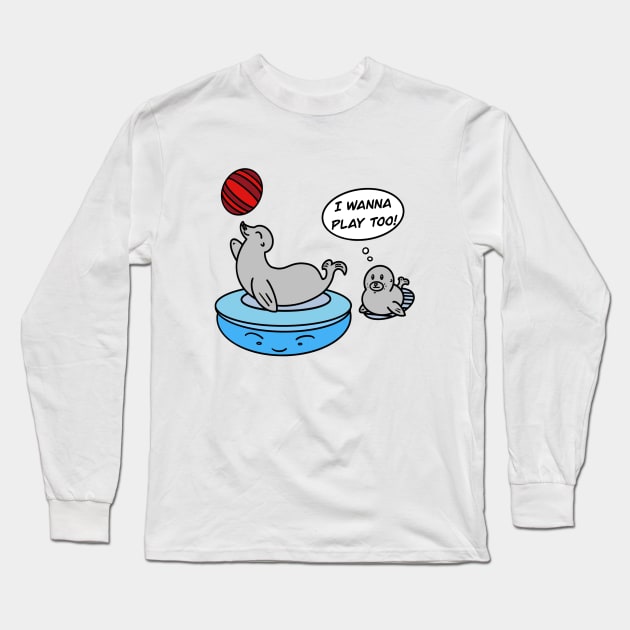 Funny sea lion baby Long Sleeve T-Shirt by Andrew Hau